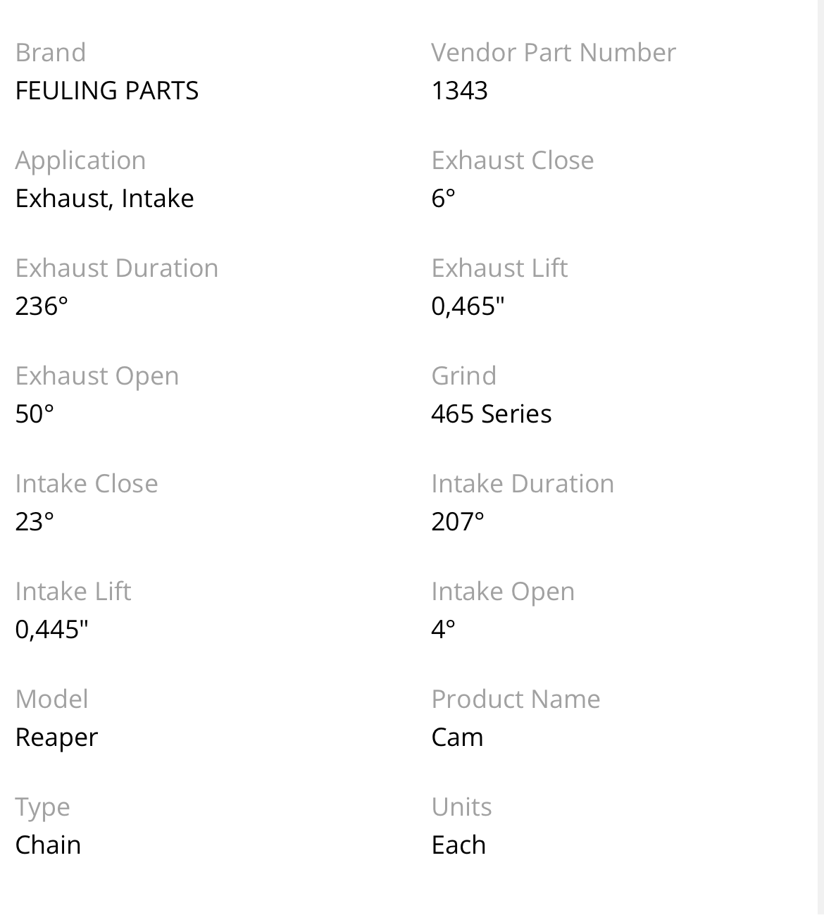 M8 Feuling Reaper 465 Nokka-akseli