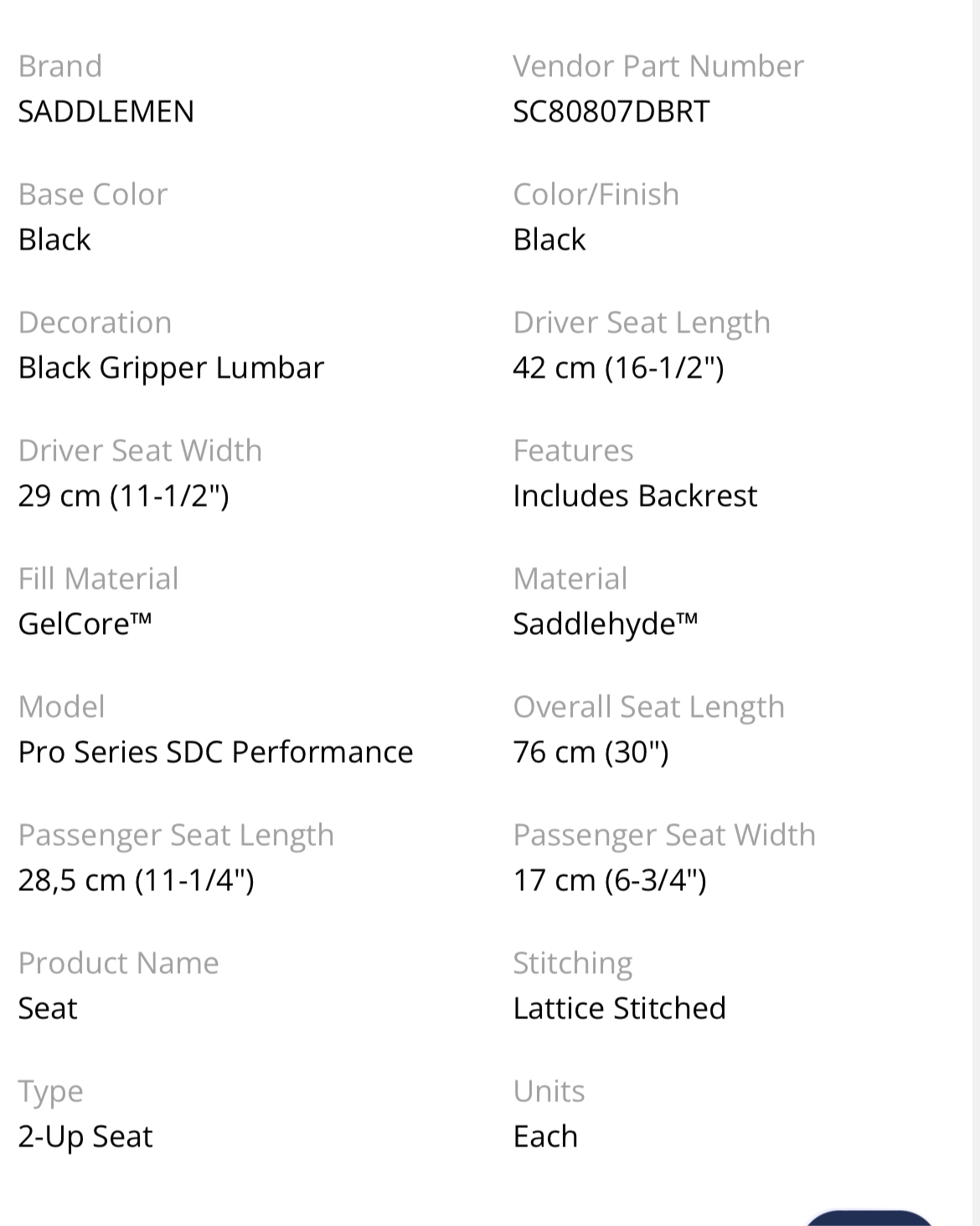 Saddlemen Pro Series SDC Grip selkänojalla