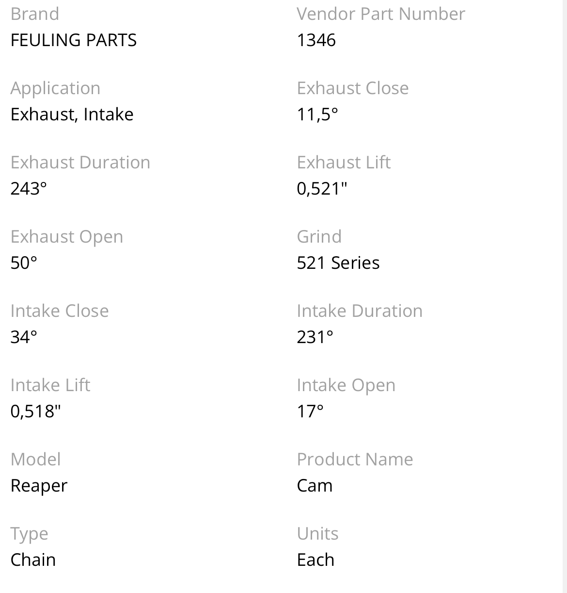 M8 Feuling Reaper 521 Nokka-akseli