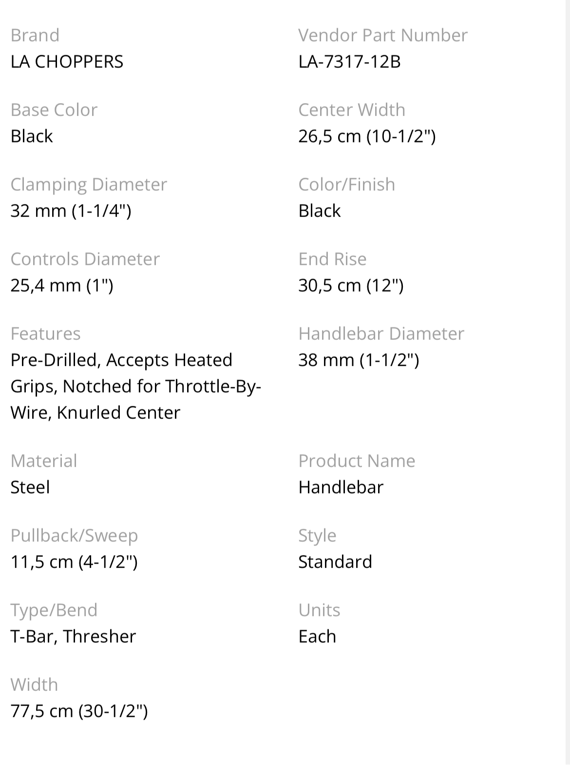 LA Chopper TRESHR sarvet Road Glideen, 12”